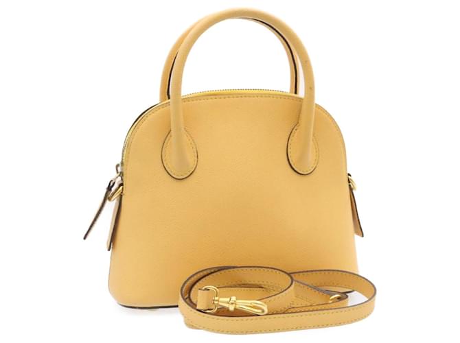 Céline Celine 2Way Hand Bag Borsa a spalla Caviar Skin Yellow Auth am1494S Giallo Pelle  ref.633694