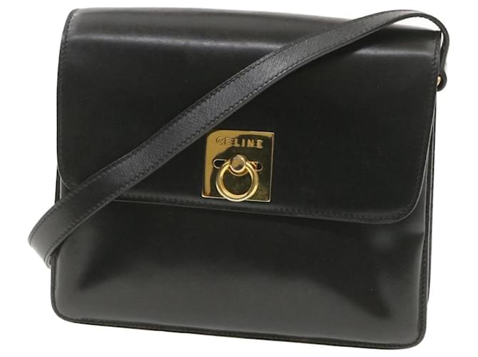 Céline CELINE Shoulder Bag Leather Black Auth am1580S  ref.633696