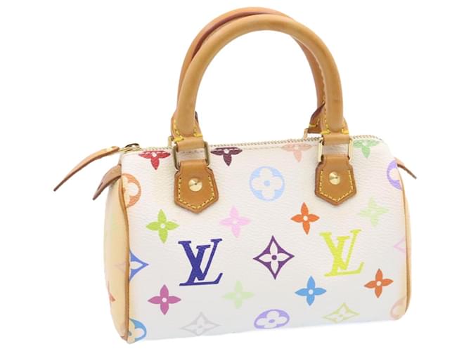 LOUIS VUITTON Mini borsa a mano Speedy multicolore con monogramma Bianco M92645 Aut1710g  ref.633705