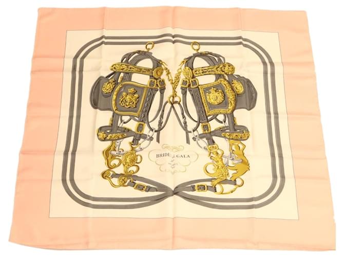 Hermès HERMES CARRE 90 Cachecol ""Eperon d'or"" Silk Pink Auth am1846g Rosa Seda  ref.633738