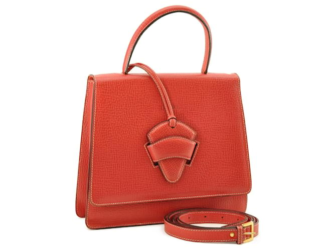 LOEWE Hand Bag Leather 2Way Red Auth am2234S  ref.633749