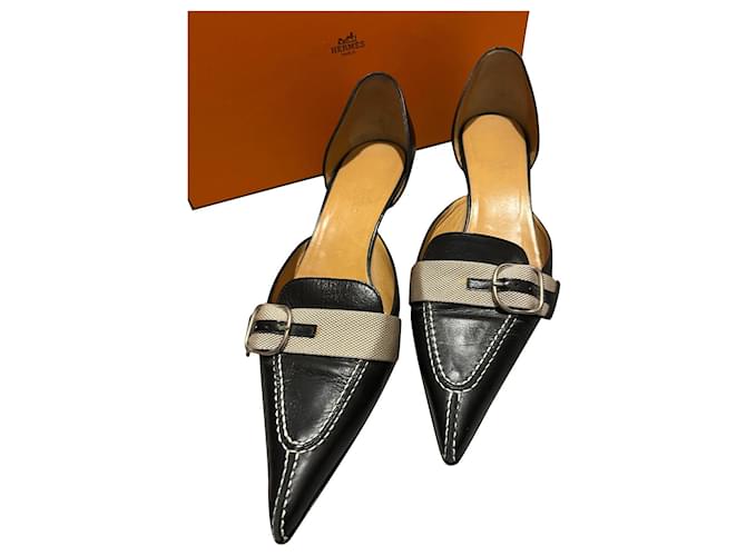 Hermès Low-heel pump Black Leather  ref.633862