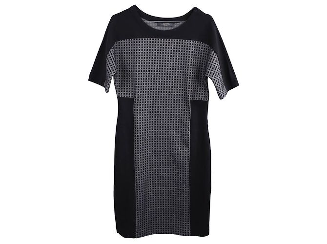 Weekend Max Mara Kariertes Sweatkleid Schwarz Grau Anthrazitgrau