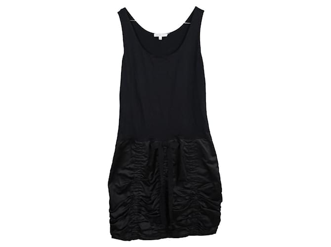 Paule Ka Gerafftes Kleid aus zwei Materialien Schwarz Baumwolle Polyester Elasthan  ref.633906