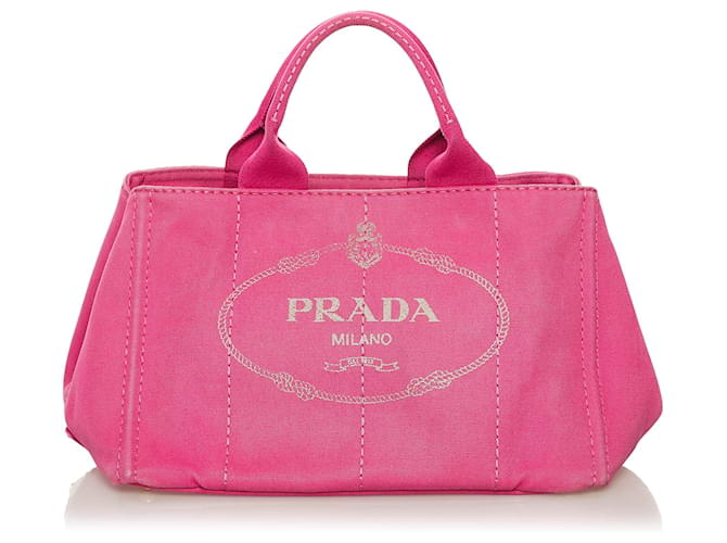 Prada Pink Canapa Logo Canvas Satchel Cloth Cloth  ref.633944