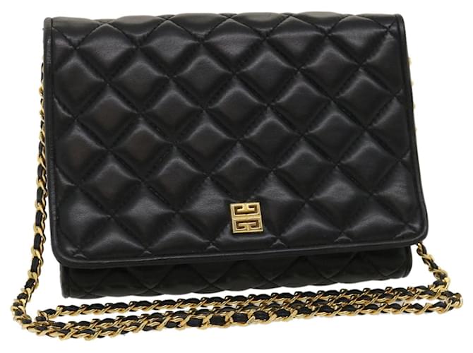 GIVENCHY Chain Shoulder Bag Leather Black Gold Tone Auth am2537g  ref.634012