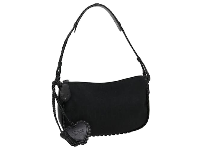 Christian Dior Trotter Canvas Shoulder Bag Fringe Black Auth yk4856 Cloth  ref.634092