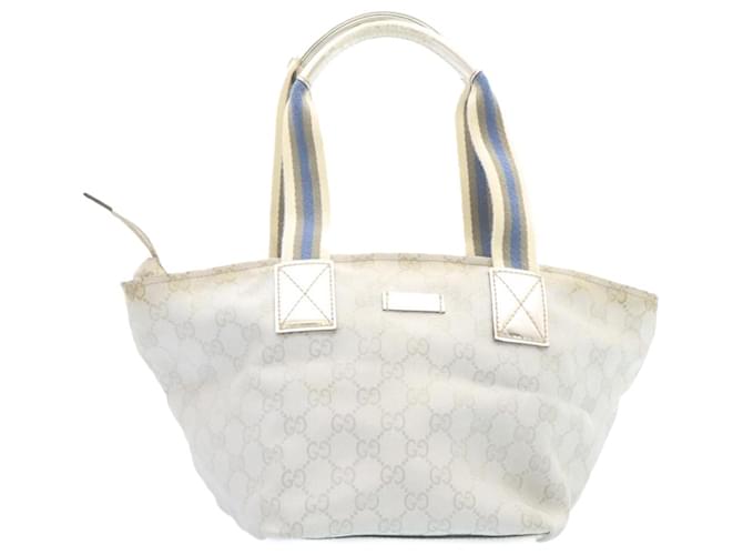 GUCCI Sherry Line GG Canvas Tote Bag Silver Blue Auth am1955g Silvery  ref.634122