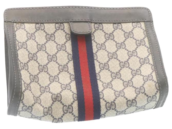 GUCCI Sherry Line GG Canvas Clutch Bag Navy Red Auth am2201g Navy blue  ref.634192