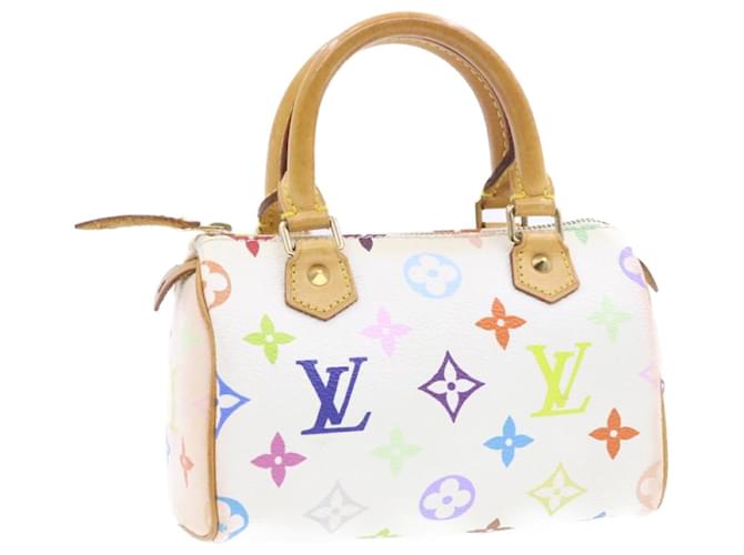 LOUIS VUITTON Mini borsa a mano Speedy multicolore con monogramma Bianco M92645 Aut224g  ref.634210