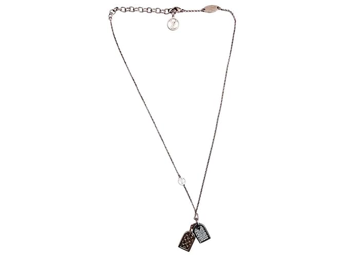 Louis Vuitton Nanogram Vuitton necklace Silver hardware Gold hardware Metal  ref.634437