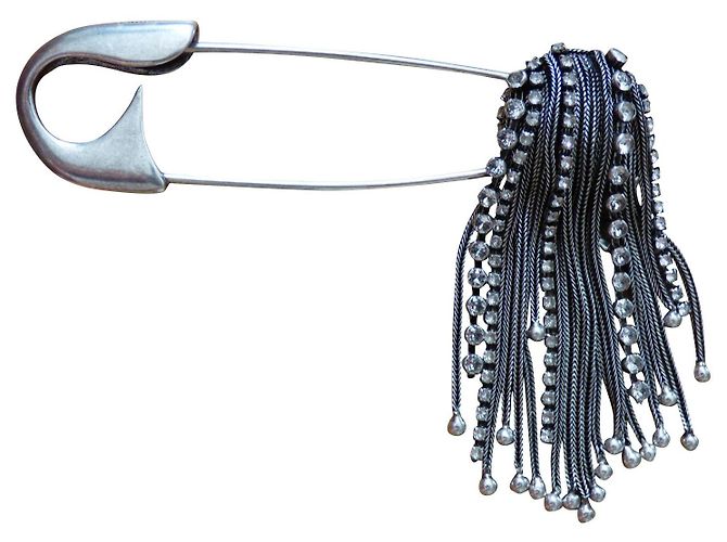 Broche Sonia Rykiel Río de metal y vidrio Plata