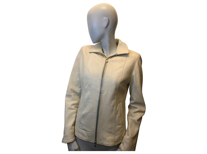 Autre Marque Cremefarbene Lederjacke Aus weiß 