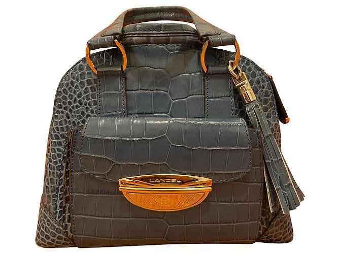 Bolsa de mão Lancel Adjani em couro de crocodilo azul
