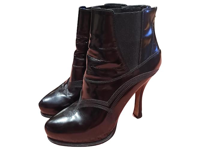 Prada T ankle boots. 39 Black Leather  ref.634464