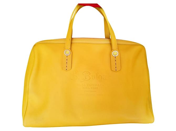 Bulgari Boston Tasche aus gelbem Leder, Seltener Gegenstand, Sammlung  ref.634468