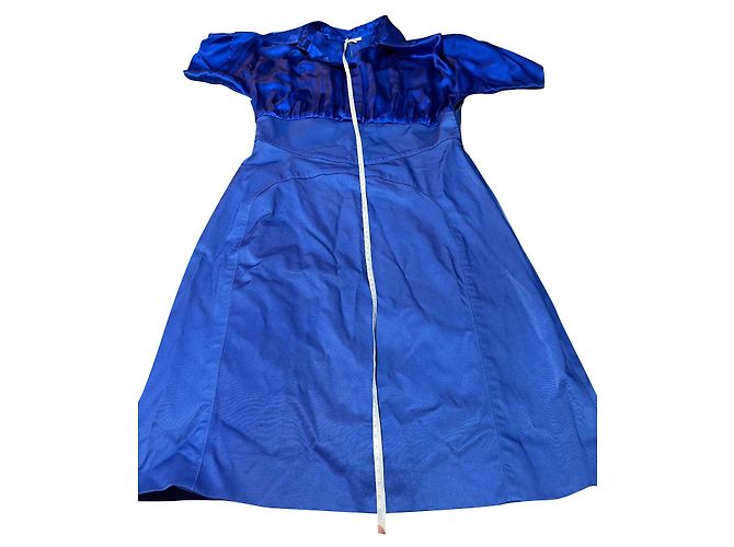 Abito Versace in seta blu reale stile camicia Blu scuro