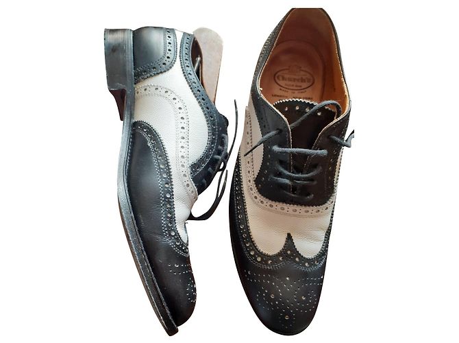 Church's Scarpe Stringate in Pelle Bianco Blu Navy