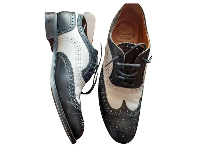 Church's Lace ups White Navy blue Leather  ref.634624
