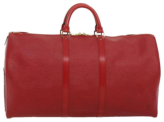 Louis Vuitton Keepall 55 Red Leather  ref.634664