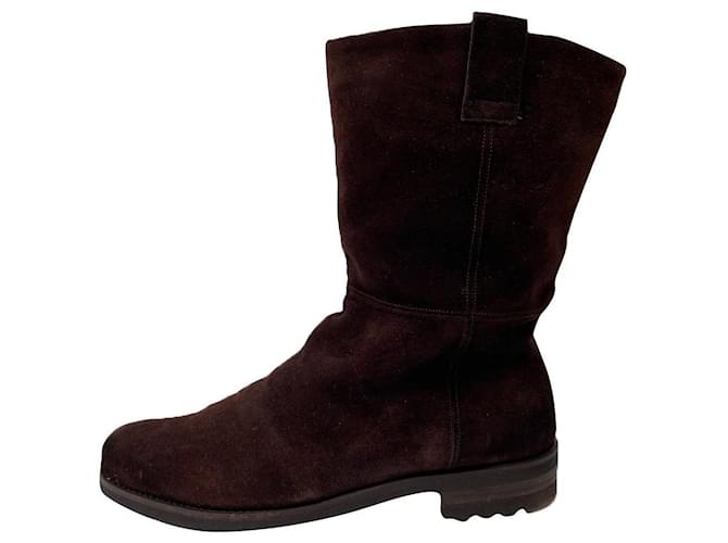 Santoni winter boots Brown Suede  ref.634766