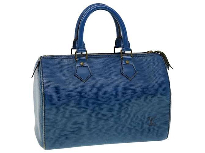 Louis Vuitton Epi Speedy 25 Bolsa de mão azul M43015 LV Auth rz459 Couro  ref.634961