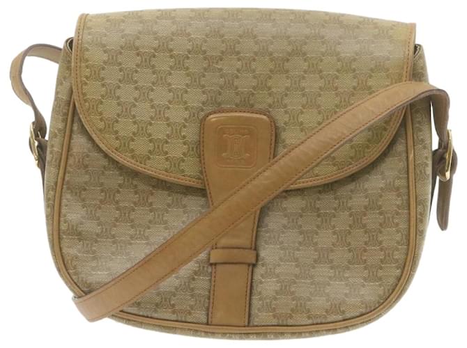 Céline CELINE Macadam Canvas Shoulder Bag Beige PVC Leather Auth am612g  ref.634967