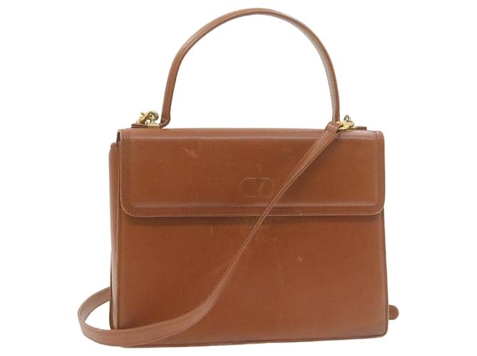 VALENTINO Galavani Hand Bag Leather 2Way Brown Auth am862g  ref.635086