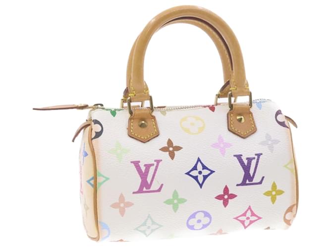 LOUIS VUITTON Mini borsa a mano Speedy multicolore con monogramma Bianco M92645 Aut915g  ref.635098