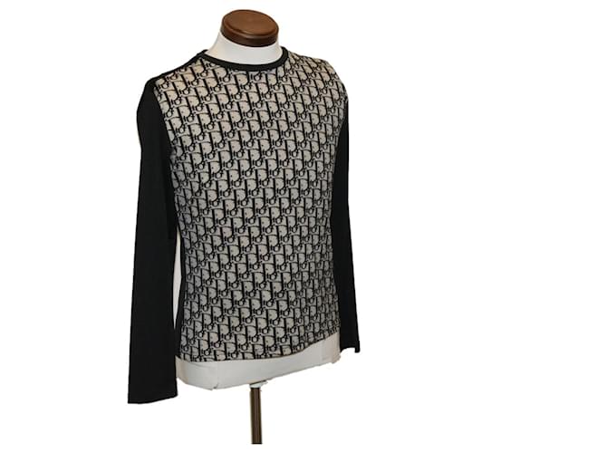 Christian Dior Trotter T-shirt manches longues polyester Noir Gris Authentique2653g  ref.635117