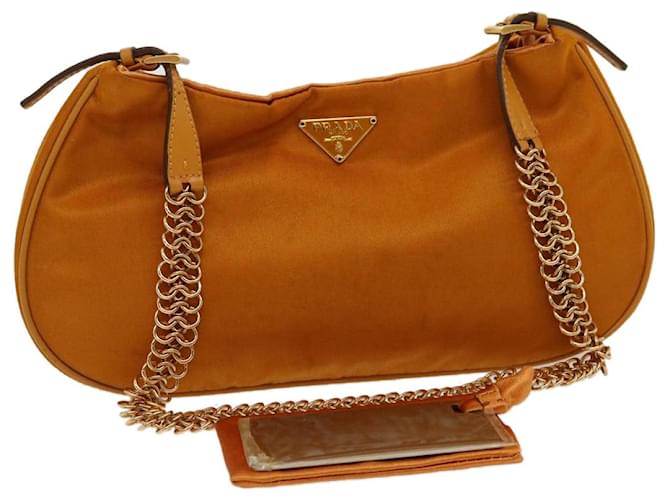 PRADA Chain Shoulder Bag Nylon Orange Auth am2666ga  ref.635144