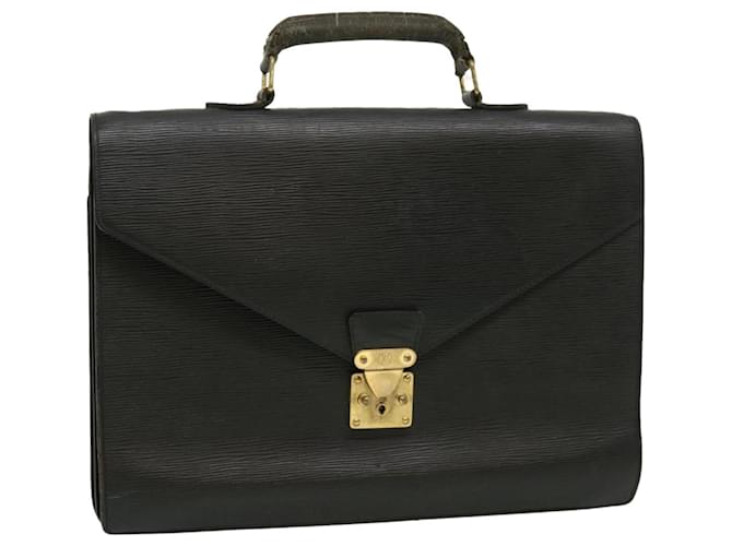 LOUIS VUITTON Epi Serviette Ambassador Business Bag Noir M54412 LV Auth am2600g Cuir  ref.635257