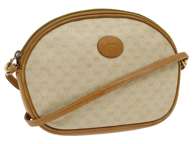 GUCCI Micro GG Canvas Shoulder Bag PVC Leather Beige Brown Auth am2614g  ref.635263