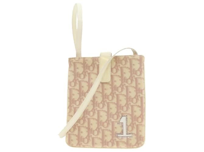 Christian Dior Trotter Canvas Shoulder Bag Pink Auth am955g  ref.635304