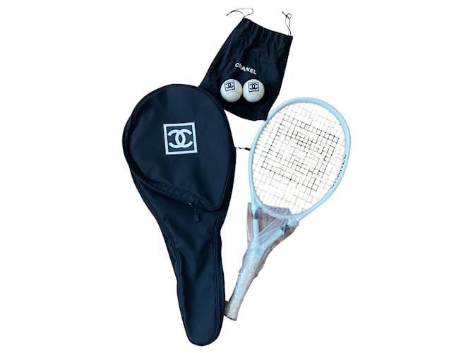 raquete de tênis Chanel Preto Branco Plástico  ref.635431