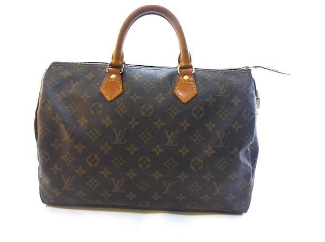 Louis Vuitton Speedy 35 Monogram Brown Leather  ref.635514
