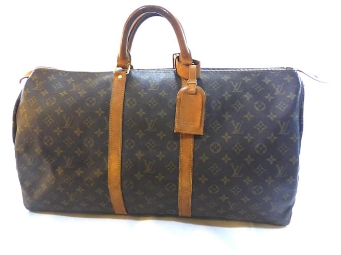 Louis Vuitton keepall 55 Monogram Brown Leather  ref.635521