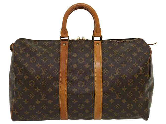 Louis Vuitton Keepall 45 Braun Leinwand  ref.635530