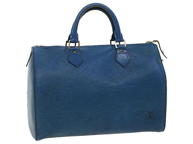 Louis Vuitton Epi Speedy 30 Handtasche Blau L230 LV Auth 31302 Leder  ref.635540