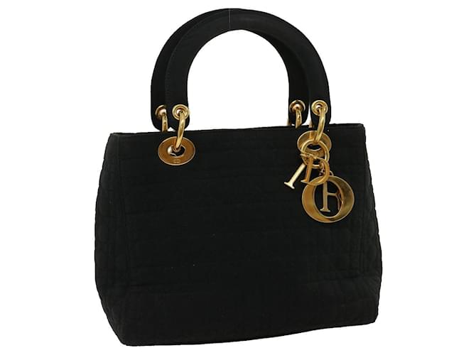 Christian Dior Canage Lady Dior Hand Bag Nylon Black Auth am2562g  ref.635724