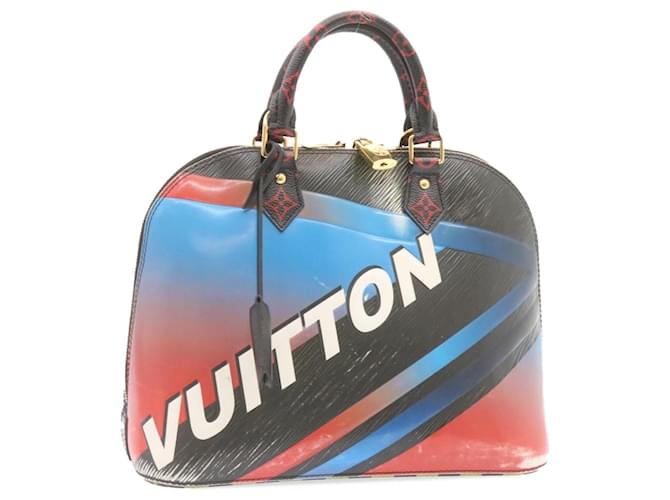 LOUIS VUITTON Race Line Alma PM Hand Bag Black Blue Red M50646 LV Auth 24462a Patent leather  ref.635798