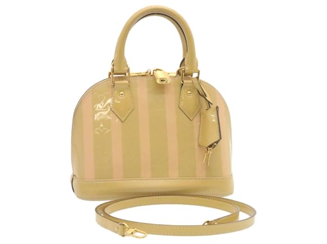 LOUIS VUITTON Vernis Rayures Alma BB Hand Bag 2way Beige Pink M90970 Auth tp210a Patent leather  ref.635864