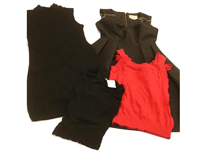 Christian Dior YSL etc. Dress Camisole 4Set Black Red Auth yk3567  ref.635888