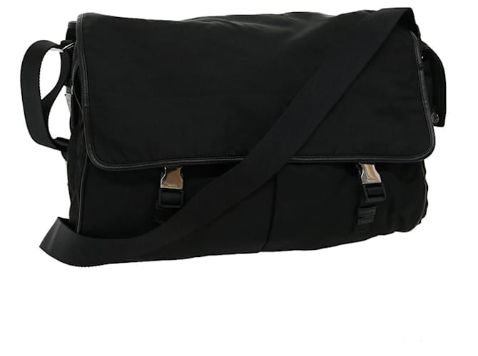 PRADA Shoulder Bag Nylon Black Auth ki2047  ref.636049