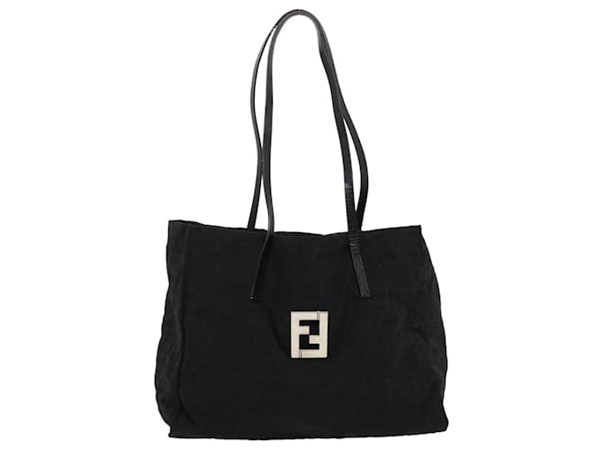 FENDI Zucca Borsa tote in tela Nylon Nero Auth rd2078  ref.636168