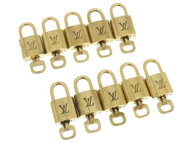 Louis Vuitton Vorhängeschloss 10Set Gold Tone LV Auth hs839 Metall  ref.636232