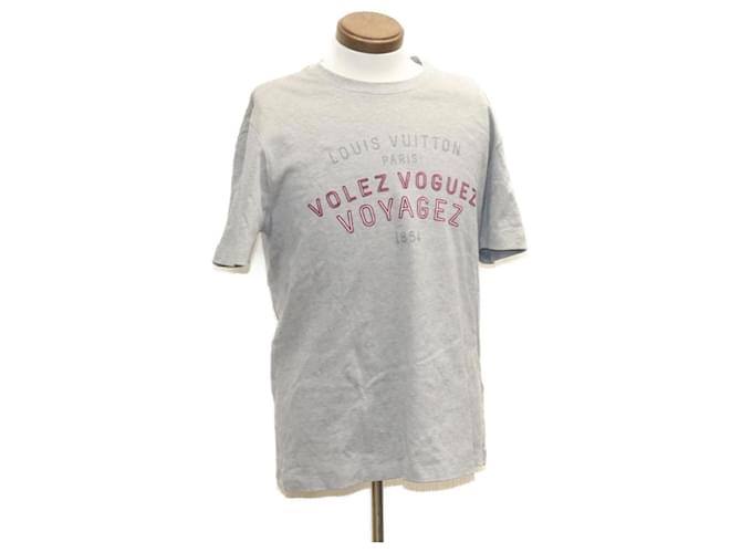 LOUIS VUITTON Short-Sleeved T-Shirt Gray LV Auth 28610 Grey Cotton  ref.636493