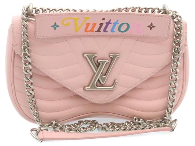 LOUIS VUITTON New Wave MM 2Way Chain Shoulder Bag Pink M52707 LV Auth 28676a Leather  ref.636505