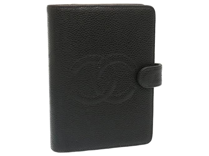 CHANEL COCO Mark Day Planner Cover Caviar Skin Black CC Auth ar6520a Leather  ref.636545