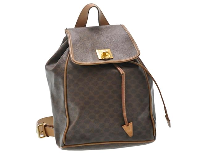Céline CELINE Macadam Canvas Backpack PVC Leather Brown Auth ti135  ref.636643